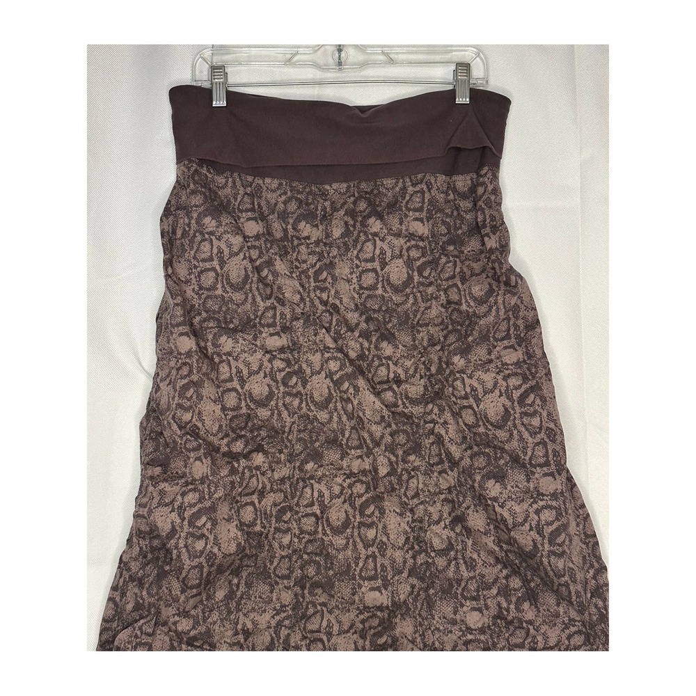 XCVI Womens Brown Snakeskin Ruched Crinkle Maxi Skirt L Lagenlook Boho Art Y2K - Picture 3 of 6